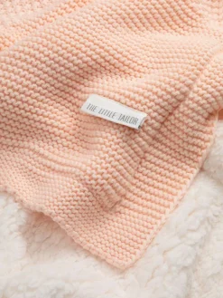 Clearance The Little Tailor Pink Plush Lined Knitted Baby Blanket
