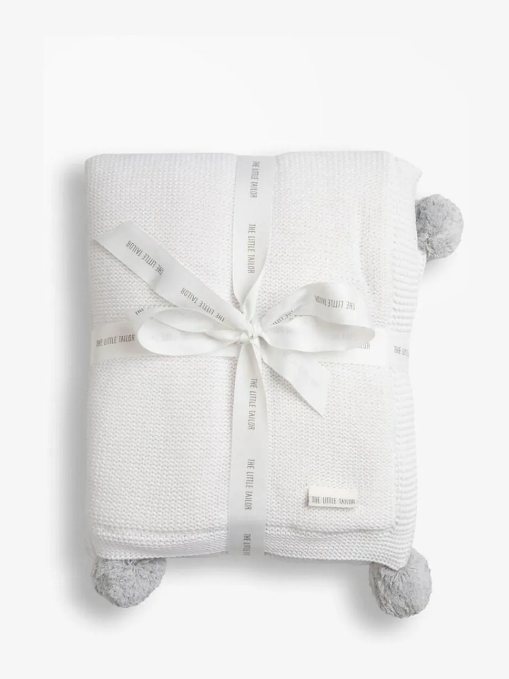 New The Little Tailor Pom Pom Plush Lined Baby Blanket