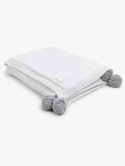 New The Little Tailor Pom Pom Plush Lined Baby Blanket