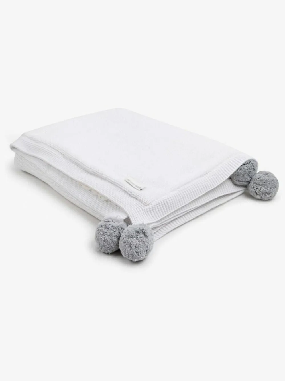 New The Little Tailor Pom Pom Plush Lined Baby Blanket
