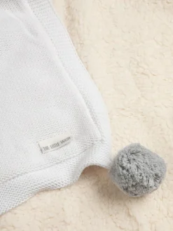 New The Little Tailor Pom Pom Plush Lined Baby Blanket