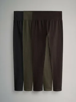 Outlet The Set 3 Pack Active Ribbed Legging Black/Chocolate Brown/Khaki