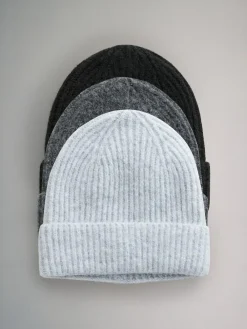 Hot The Set 3 Pack Beanies Black/Grey Marl/Charcoal Grey