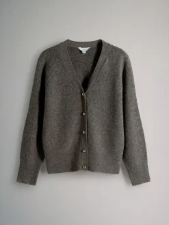 Outlet The Set 2 Pack Chunky Rib Knitted Cardigans With Wool Brown Marl/Cream