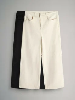 The Set 2 Pack Cord Wide Leg Jeans Cream/Black^Women Jeans|Jeans