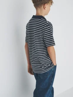 The Set 5 Pack Cotton Pique Polo Shirts Navy/Stripe/Light Blue/White^BOY Tops