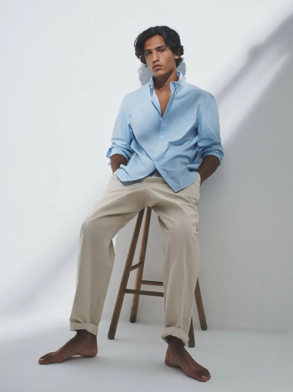 The Set 3 Pack Cotton Stretch Oxford Shirts Navy Blue/White^ Shirts