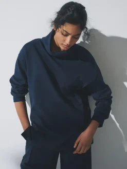 The Set 2 Pack Cowl Neck Long Sleeve Sweat Tops Navy/Grey Marl