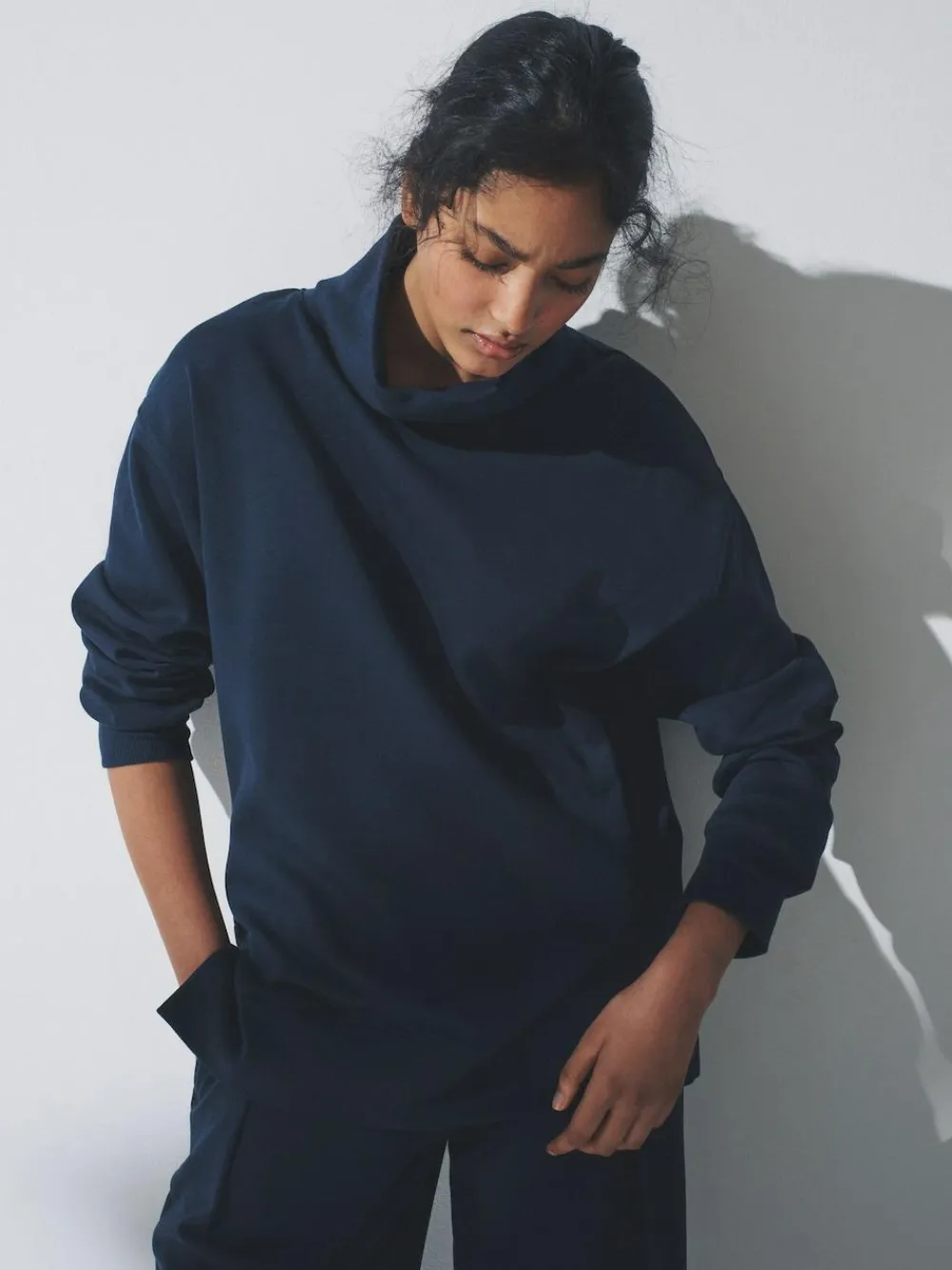 The Set 2 Pack Cowl Neck Long Sleeve Sweat Tops Navy/Grey Marl