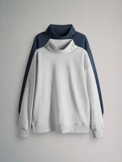 The Set 2 Pack Cowl Neck Long Sleeve Sweat Tops Navy/Grey Marl