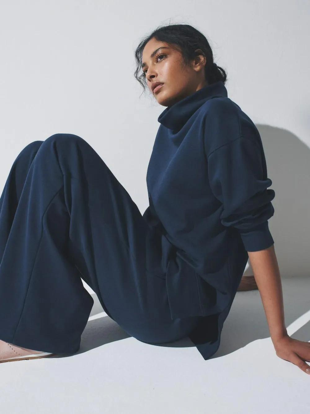 The Set 2 Pack Cowl Neck Long Sleeve Sweat Tops Navy/Grey Marl