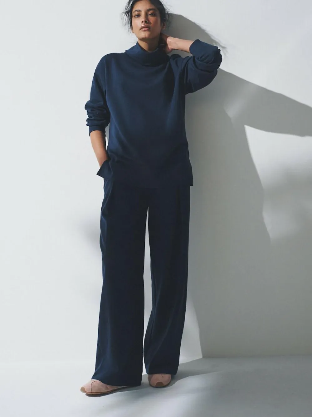 The Set 2 Pack Cowl Neck Long Sleeve Sweat Tops Navy/Grey Marl