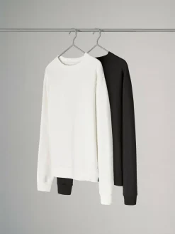 The Set 2 Pack Crew Neck Sweatshirts Black/Cream^Women Loungewear