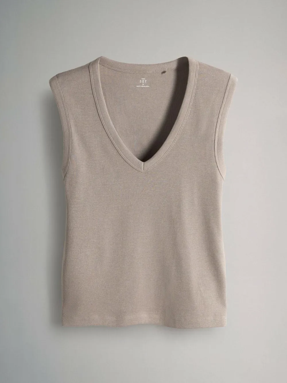 Best The Set 5 Pack Deep V-Neck Ribbed Vest Black/Brown/White/Cream