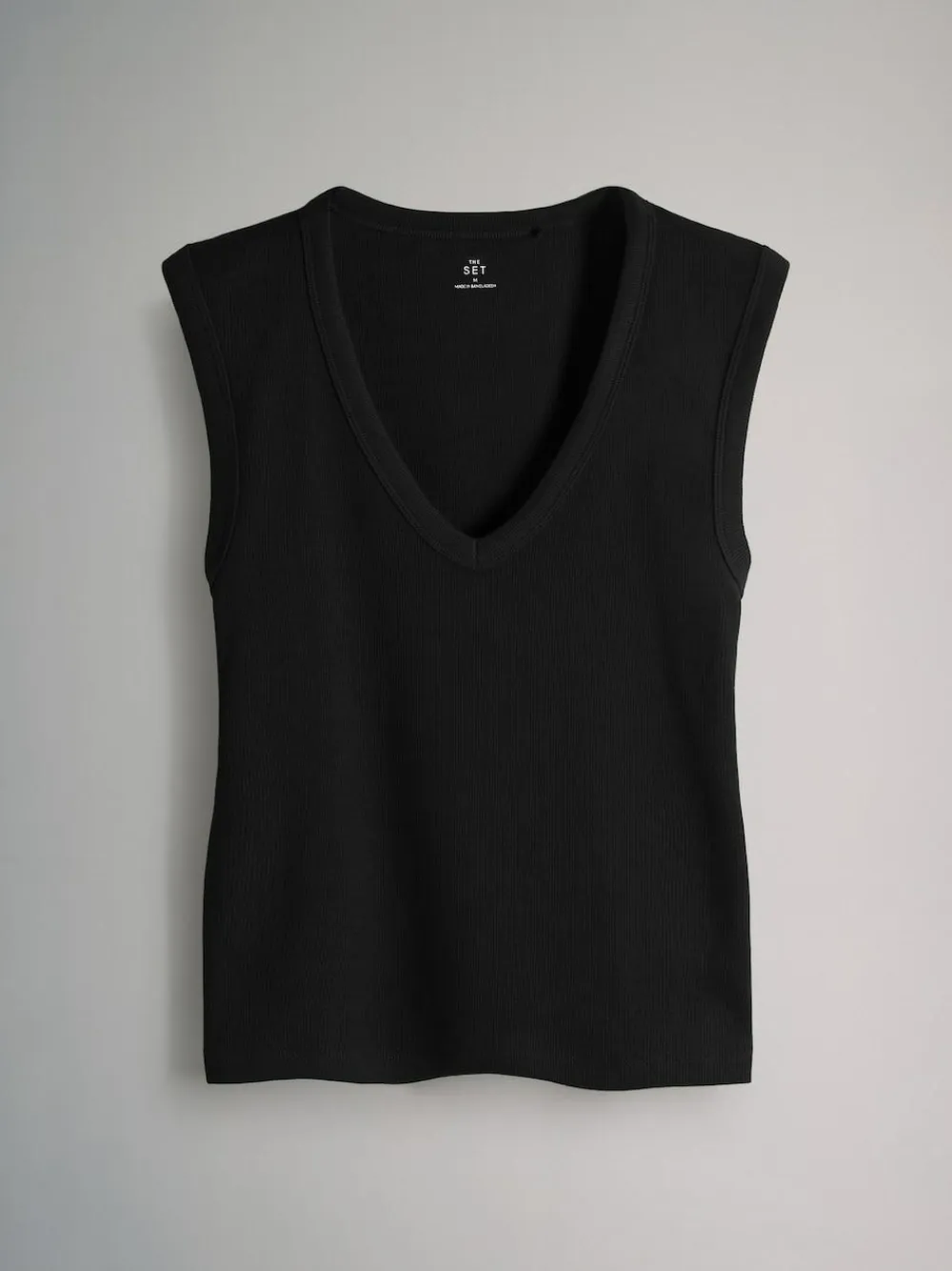 Best The Set 5 Pack Deep V-Neck Ribbed Vest Black/Brown/White/Cream