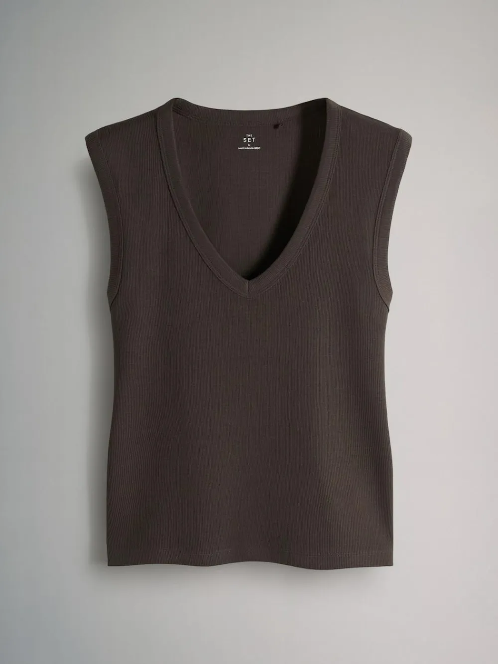 Best The Set 5 Pack Deep V-Neck Ribbed Vest Black/Brown/White/Cream