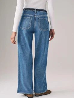 The Set 2 Pack Denim Wide Leg 100% Cotton Jeans Black/Mid Blue^Women Jeans|Jeans