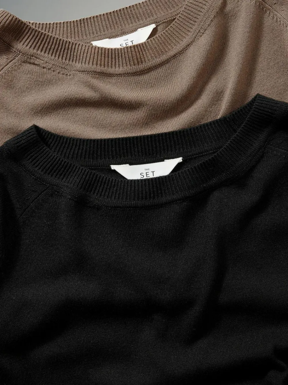 Online The Set 2 Pack Fine Knit Crew Neck Jumpers Mink/Black