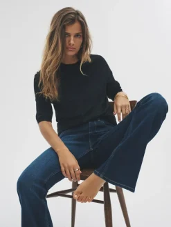 Outlet The Set 3 Pack Fine Knit T-Shirts Black/Neutral/Cream