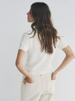 The Set 2 Pack Gold Button Knitted Short Sleeve Cardigans Cream/Black^Women Knitwear|Knitwear