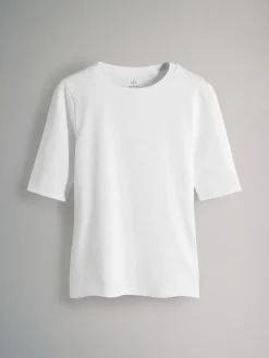 The Set 4 Pack Half Sleeve Fitted Crew Neck T-Shirts Black/White/Animal/Pink^Women Tops & T-Shirts