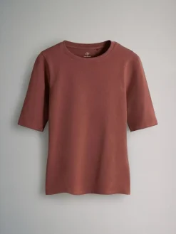 The Set 4 Pack Half Sleeve Fitted Crew Neck T-Shirts Black/White/Animal/Pink^Women Tops & T-Shirts