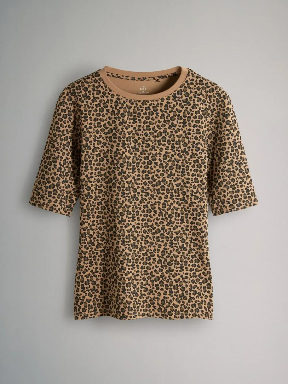 The Set 4 Pack Half Sleeve Fitted Crew Neck T-Shirts Black/White/Animal/Pink^Women Tops & T-Shirts