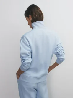 Discount The Set 3 Pack Half Zip Ribbed Funnel Neck Sweatshirts Blue/Light Blue/White