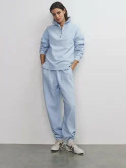 Discount The Set 3 Pack Half Zip Ribbed Funnel Neck Sweatshirts Blue/Light Blue/White