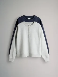 The Set 2 Pack Henley Sweatshirts Navy/Grey Marl^Women Hoodies & Sweatshirts