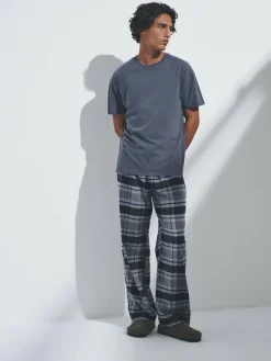 Outlet The Set 2 Pack Jersey T-Shirt and Flannel Pyjamas Black/Grey