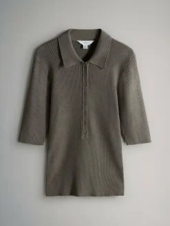 Online The Set 3 Pack Knitted Ribbed Polo Tops Brown/Neutral/Blue