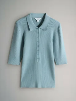 Online The Set 3 Pack Knitted Ribbed Polo Tops Brown/Neutral/Blue