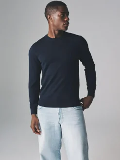 Best The Set 4 Pack Long Sleeve Knitted Crew Jumpers Black/Navy Blue/Khaki/Brown