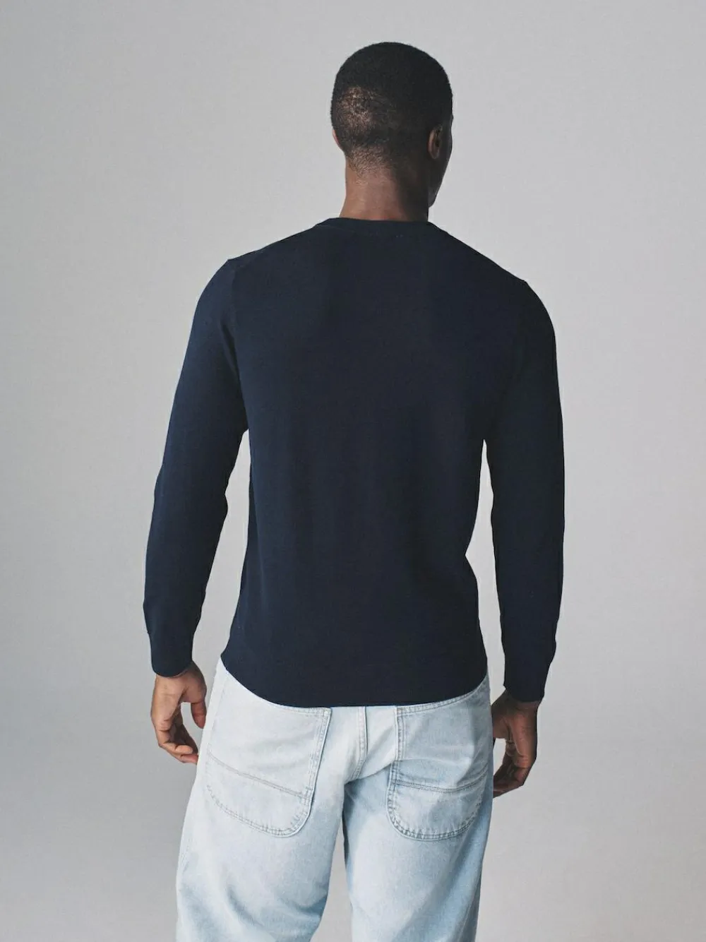 Best The Set 4 Pack Long Sleeve Knitted Crew Jumpers Black/Navy Blue/Khaki/Brown