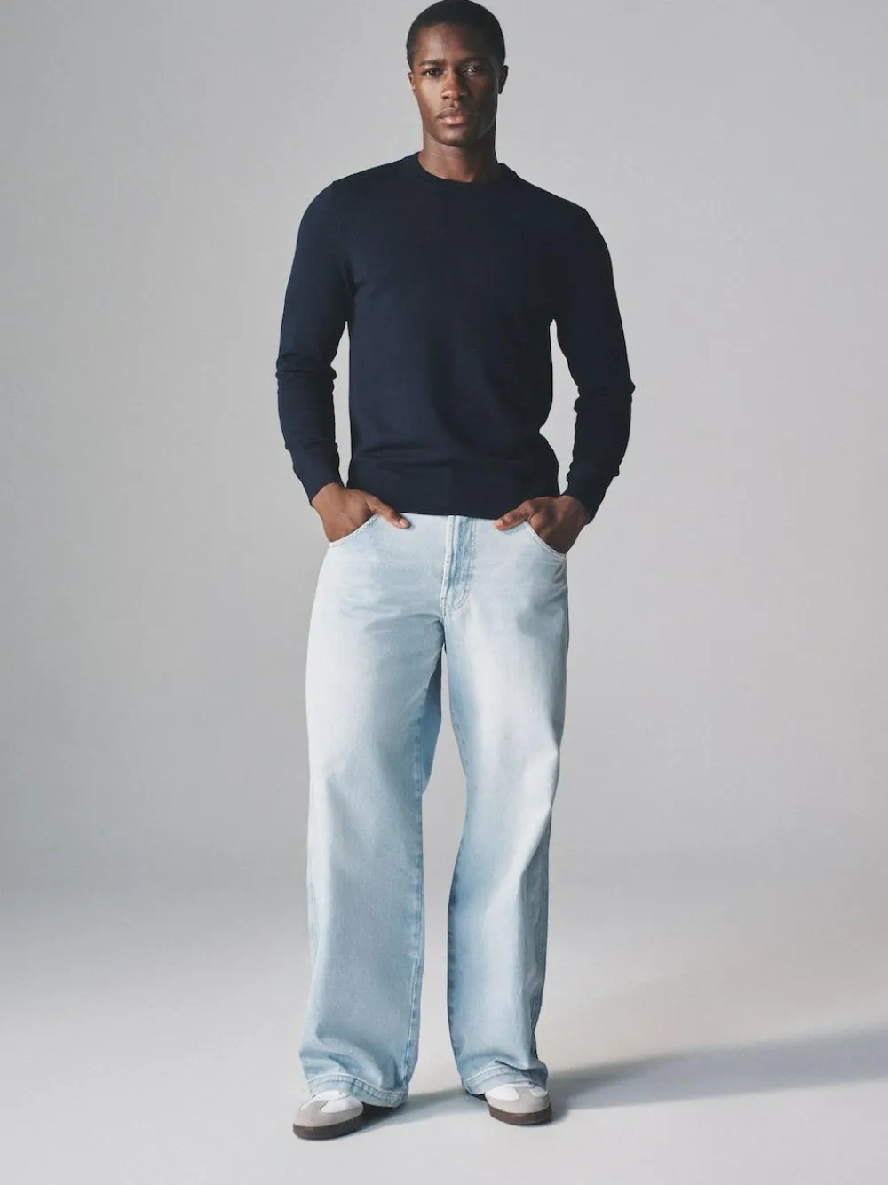 Best The Set 4 Pack Long Sleeve Knitted Crew Jumpers Black/Navy Blue/Khaki/Brown