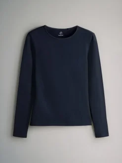 Outlet The Set 5 Pack Long Sleeve Crew Neck T-Shirts Navy/Light Blue Stripe/Red/Stone Brown/White