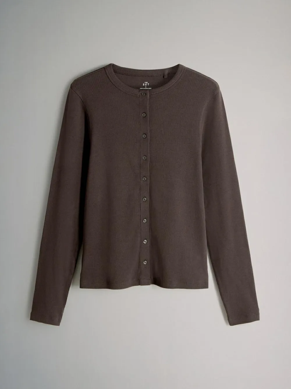 The Set 3 Pack Long Sleeve Button Through Rib T-Shirt Black/Chocolate Brown/Berry^Women Tops & T-Shirts