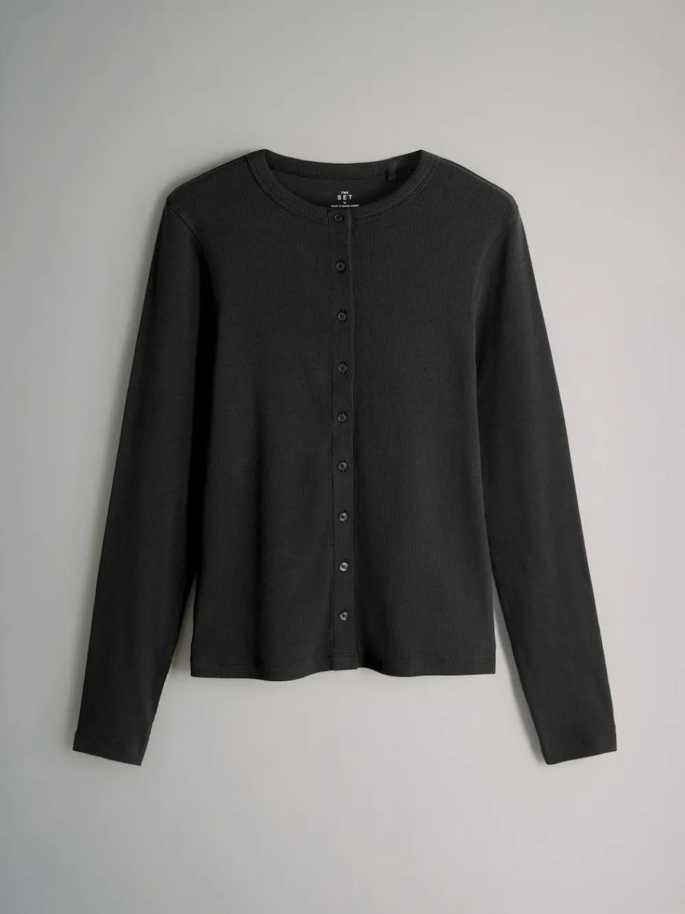 The Set 3 Pack Long Sleeve Button Through Rib T-Shirt Black/Chocolate Brown/Berry^Women Tops & T-Shirts