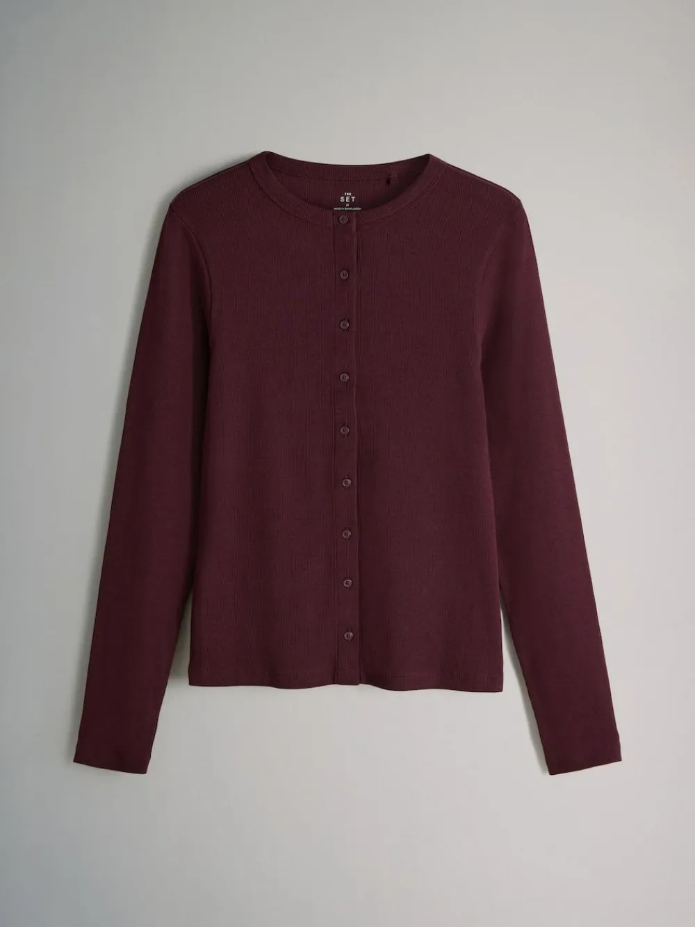 The Set 3 Pack Long Sleeve Button Through Rib T-Shirt Black/Chocolate Brown/Berry^Women Tops & T-Shirts