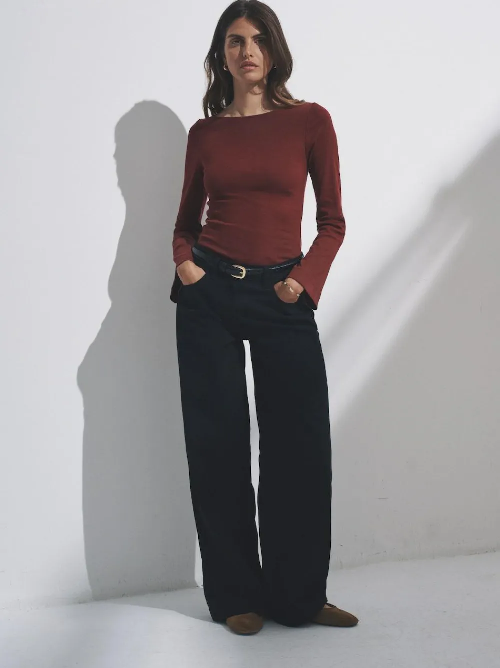 Discount The Set 2 Pack Low Rise Wide Leg Denim Jeans Black/Mid Blue