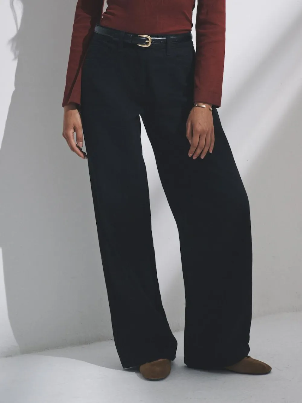 Discount The Set 2 Pack Low Rise Wide Leg Denim Jeans Black/Mid Blue