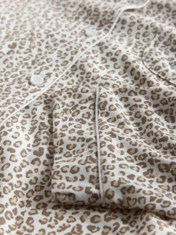 New The Set 2 Pack Polyester Viscose Blend Button Through Long Pyjamas with Piping Animal/Pink