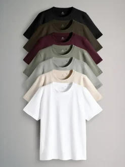 The Set 7 Pack Regular Short Sleeve Cotton T-Shirts^ Tops & T-Shirts