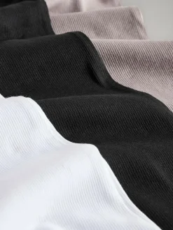 The Set 3 Pack Ribbed V-Neck Short Sleeved T-Shirts Black/White/Taupe Brown^Women Nightwear|Tops & T-Shirts