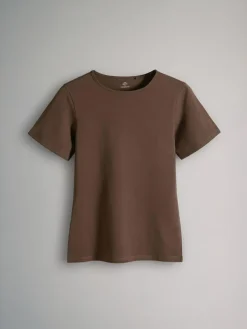 New The Set 5 Pack Short Sleeve Fitted Crew Neck T-Shirts Black/Brown/Neutral/Nude/White