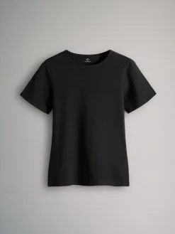 New The Set 5 Pack Short Sleeve Fitted Crew Neck T-Shirts Black/Brown/Neutral/Nude/White