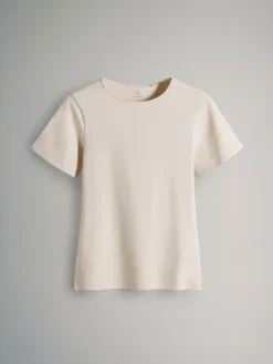 New The Set 5 Pack Short Sleeve Fitted Crew Neck T-Shirts Black/Brown/Neutral/Nude/White