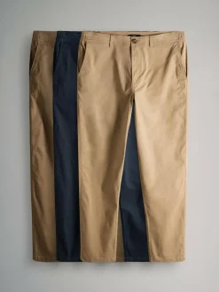 The Set 3 Pack Slim Leg Chino Trousers Navy/Tan Brown/Green^ Pants & Chinos