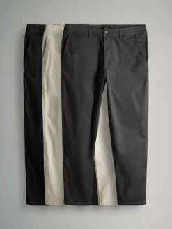 The Set 3 Pack Slim Leg Chino Trousers Black/Brown/Cream^ Pants & Chinos